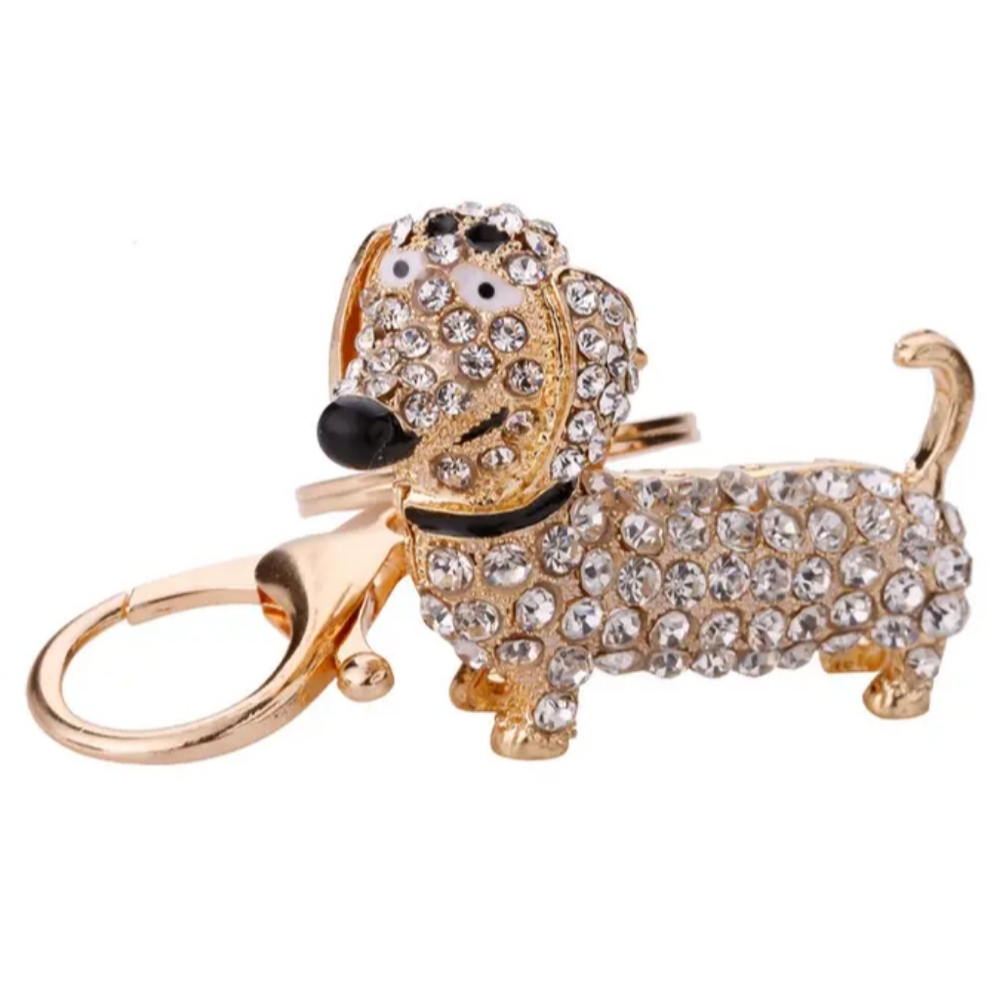 Cute Rhinestone Dachshund Keychain - #New